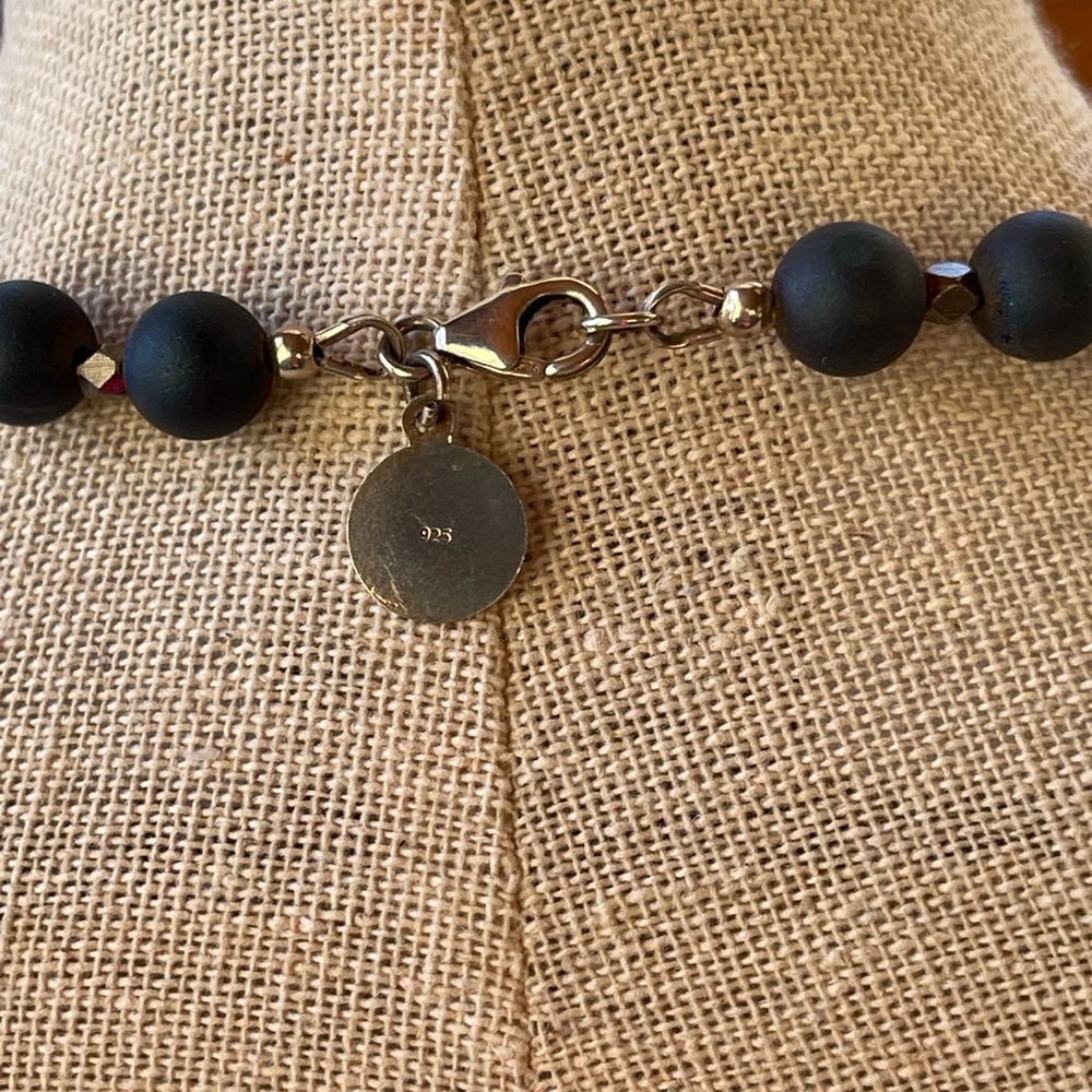 Stunning druzy silver beaded necklace Monica Mauro - Picture 3 of 7